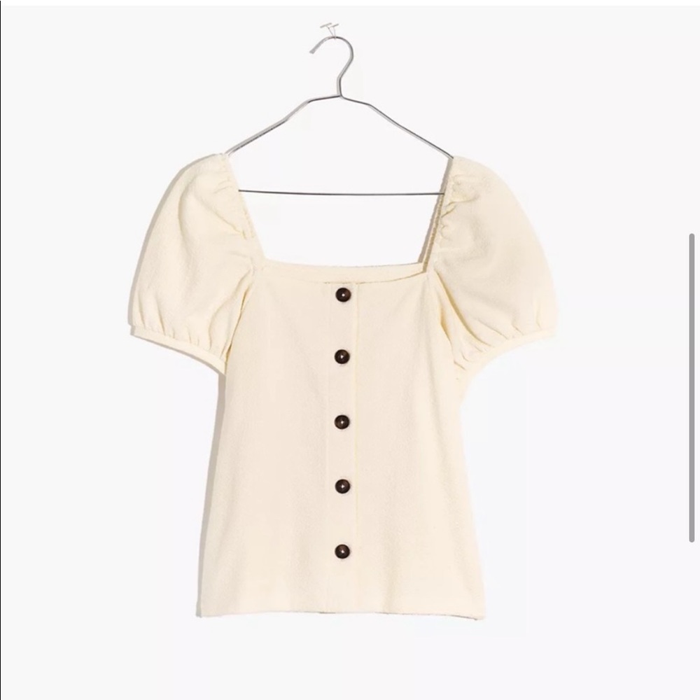 NWT Madewell jacquard square neck puff sleeve top